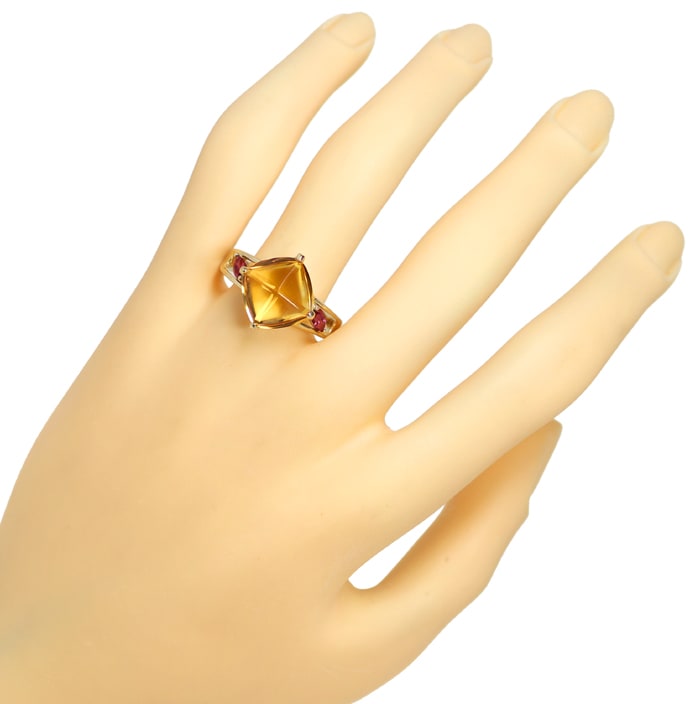 Foto 4 - Designer-Gold-Ring mit 10ct Citrin und roten Turmalinen, Q0455