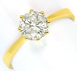 Foto 1 - Ein Karäter Brillant-Ring 1,017ct Diamant J P3 Gelbgold, R1035
