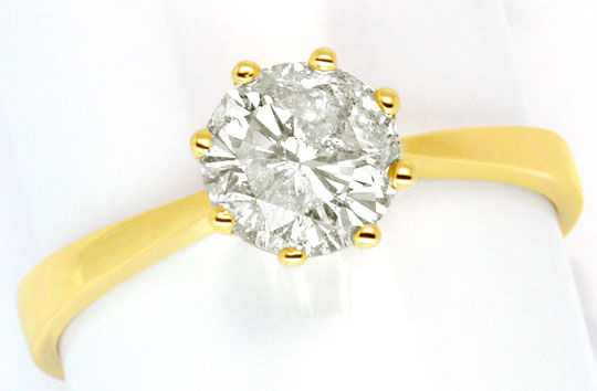 Foto 2 - Ein Karäter Brillant-Ring 1,017ct Diamant J P3 Gelbgold, R1035