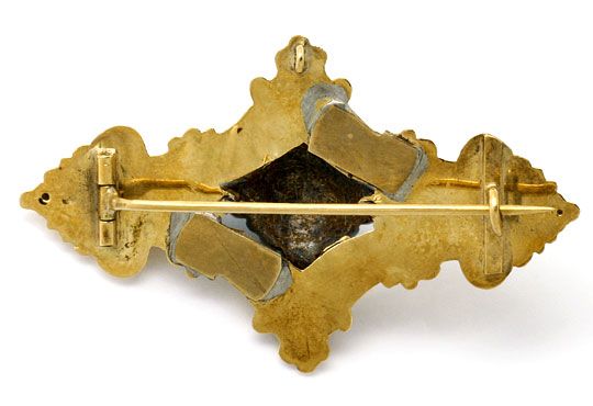 Foto 3 - Original Biedermeier Schaum-Gold-Brosche Tuerkise Perle, R4849