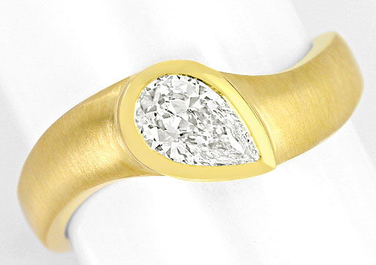Foto 2 - Diamant Tropfen 0,554ct massiver 18K Designer-Gold-Ring, R5481