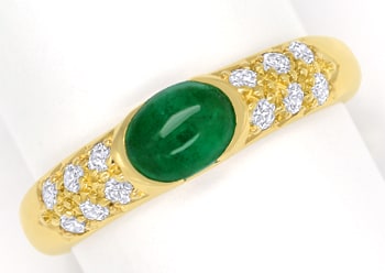 Foto 1 - Bandring mit Spitzen Smaragd, Pavee Diamanten, Gelbgold, S1558