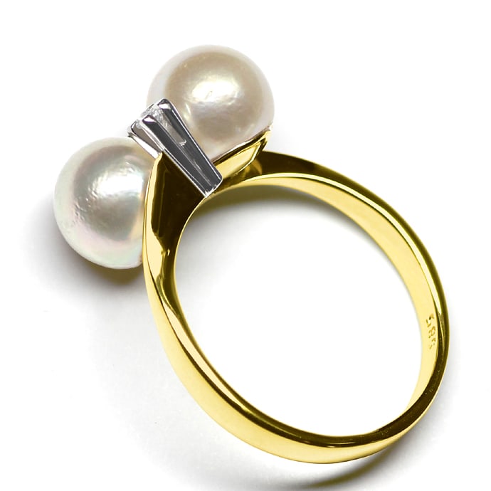 Foto 3 - Modischer Damengoldring Perlen und Diamanten, S5533