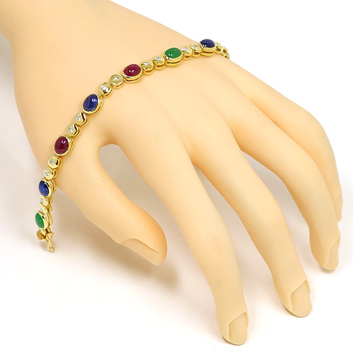 Foto 4 - Armband Brillanten Rubine Saphire Smaragd 14K Gelbgold, S9956