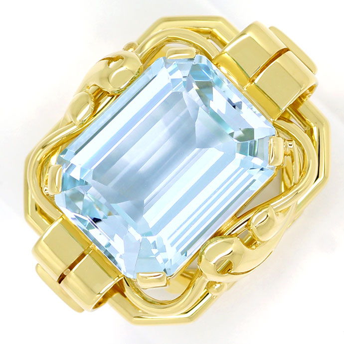 Foto 2 - Edler Handarbeits-Ring mit 7,5ct Aquamarin 14K Gelbgold, S9975