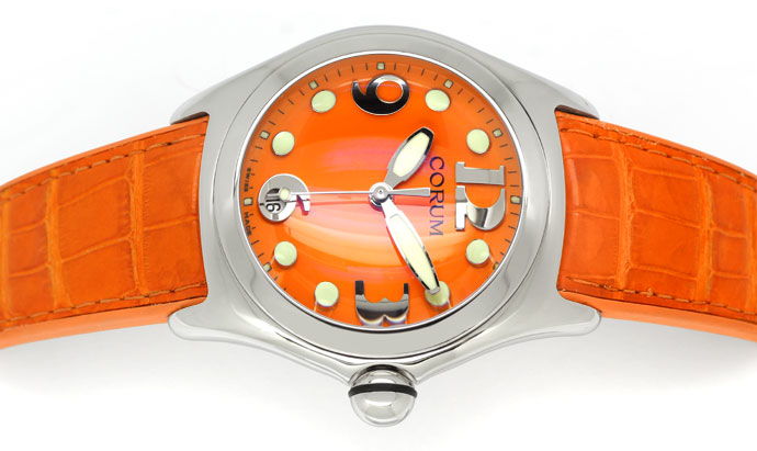 Foto 1 - Courm Bubble Herren Uhr Stahl mit sensationellem Orange, U2309